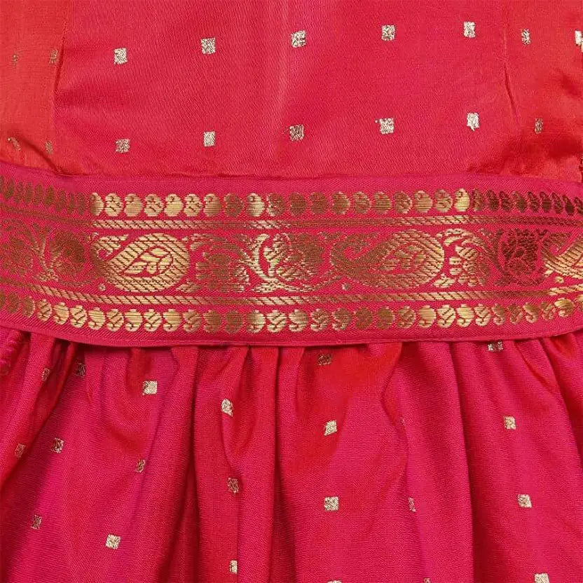 Girls Silk Lace Border Skirt and Top Set