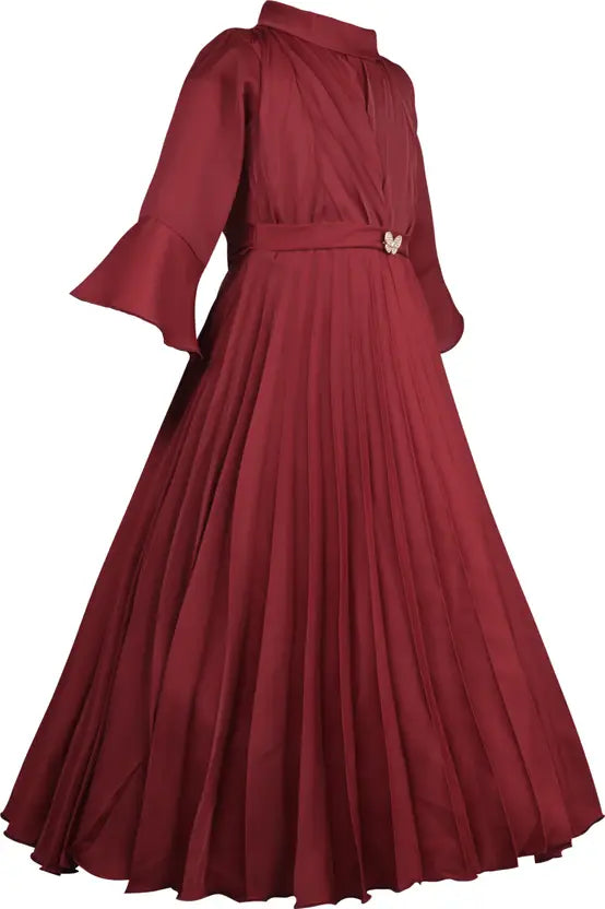 Girls Flared Sleeve Full Length Casual Dress