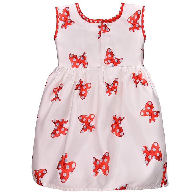 Red and White Mickey Mouse Printed Dress