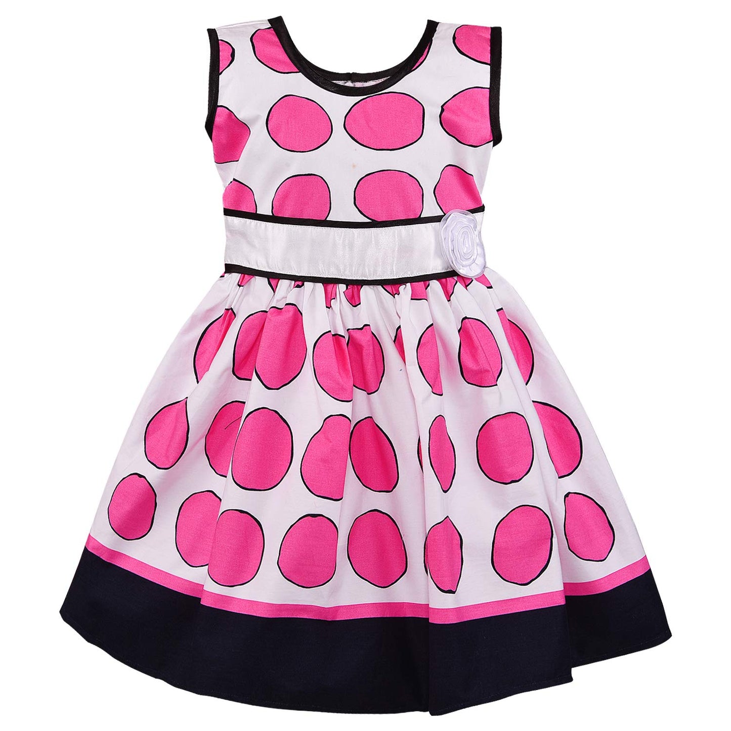 Girls Summer Cotton Polka Dot Printed A-line Dress