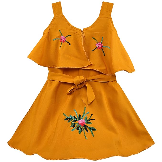 Girls Rayon Embroidered Casual Dress