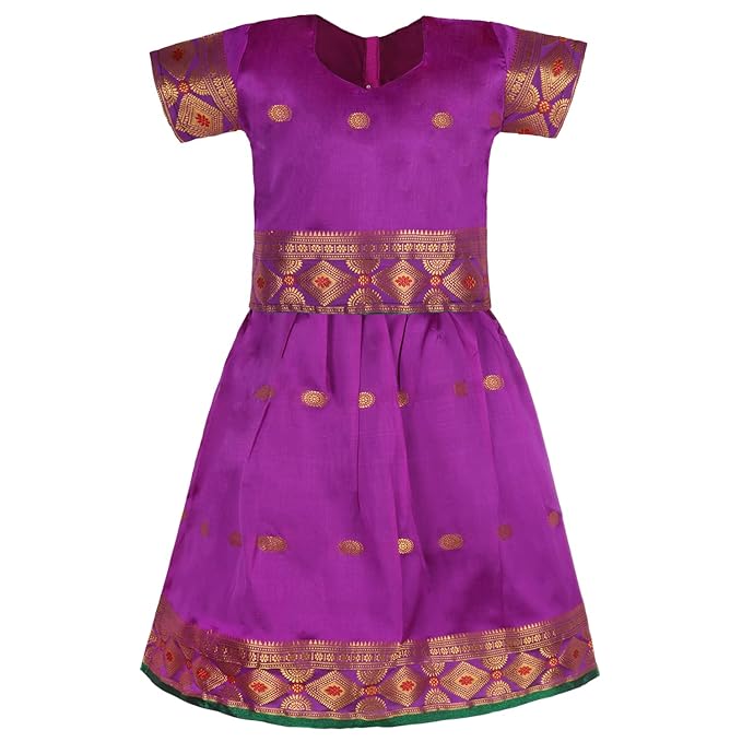 Buy Premium Baby Girls Silk Pattu Pavadai Dress Online | Girls Lehenga Choli