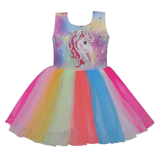 Girls Unicorn Printed A-line dress
