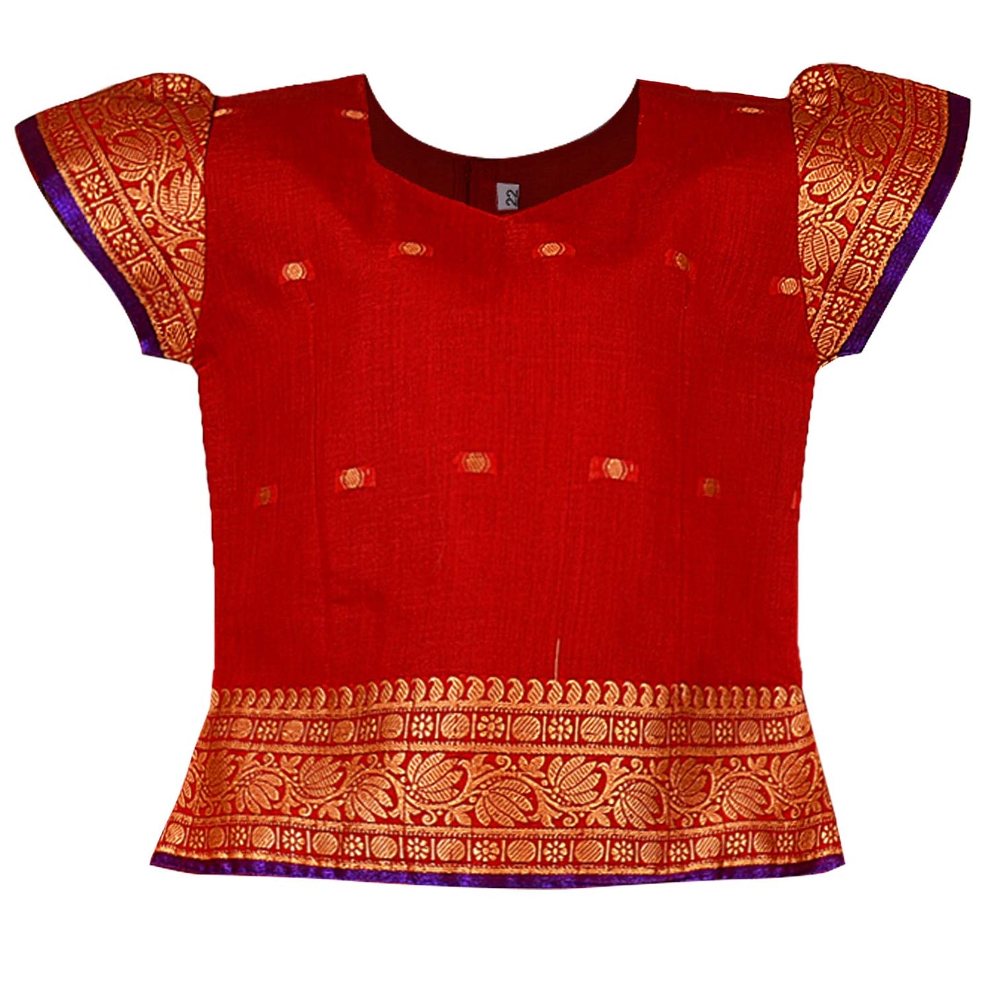 Girls Zari Woven Pattu Pavadai Choli Skirt Set