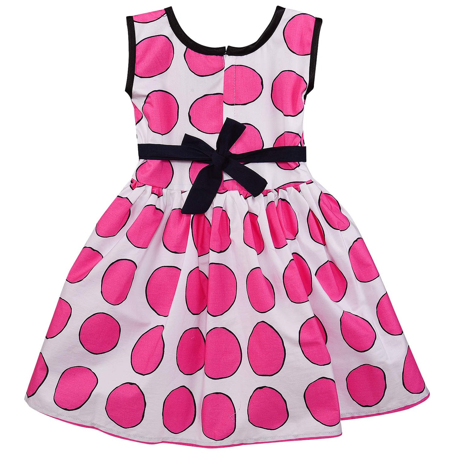 Girls Summer Cotton Polka Dot Printed A-line Dress