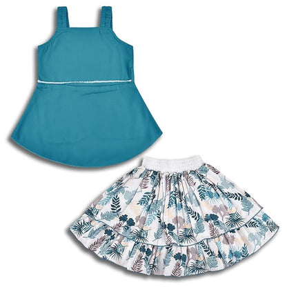 Baby Girls Casual Printed Top and Skirt For Girls