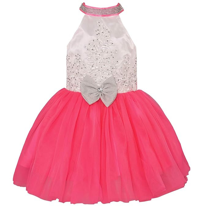 Girls Halter Neck Embellished Fit and Flare Dress