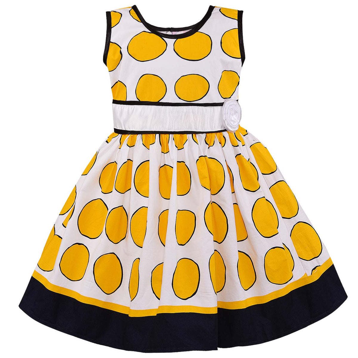 Girls Summer Cotton Polka Dot Printed A-line Dress