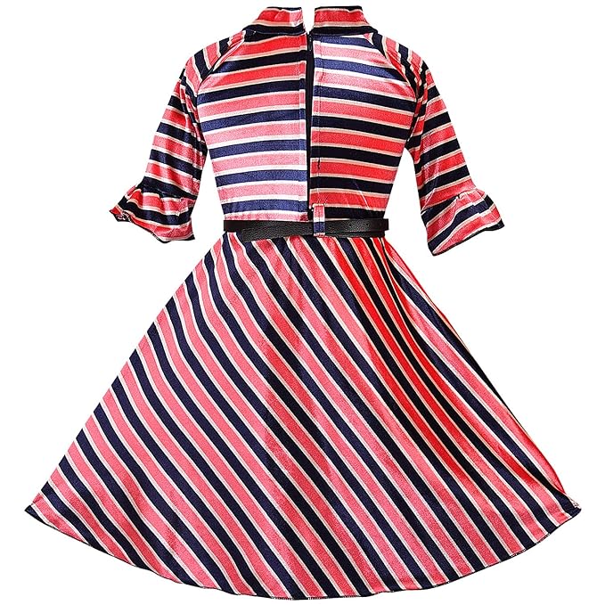 Girls A-line Striped Velvet Party dress