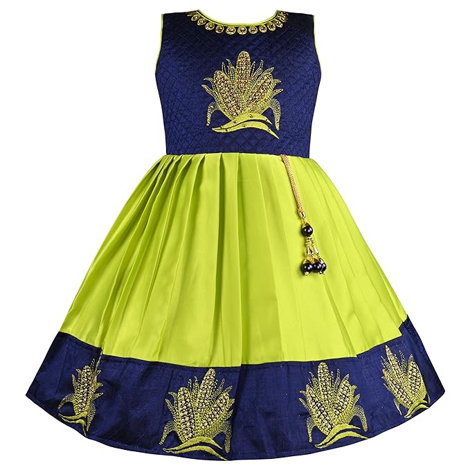 Girls Embroidered Ethnic Flared Dress