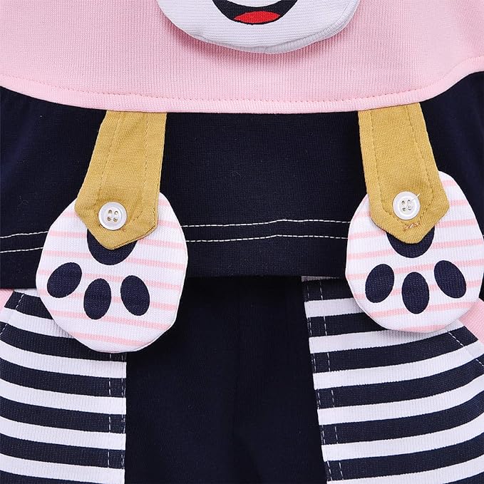 Baby Boys Striped Teddy Bear Detailed Clothing Set
