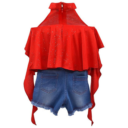 Baby Girls Red Top and Shorts Dress