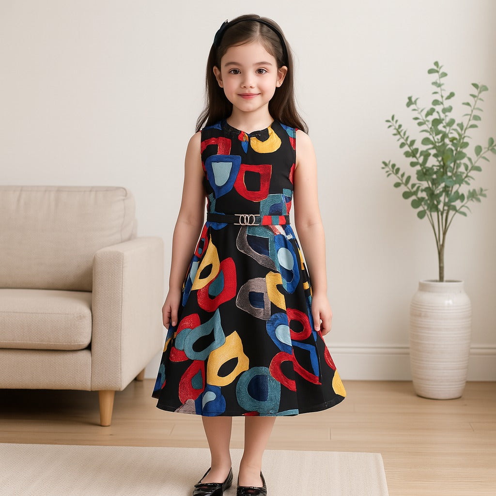 Girls Kaftan Style Casual Dress with Lace Embellishment fep3512