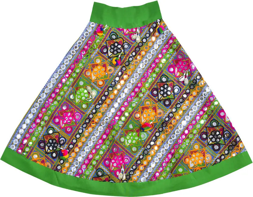 Girls Ethnic Wear Embroidered Cotton Ghagra Choli Dupatta Set