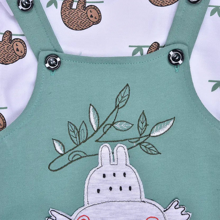 Boys Cotton Cartoon Tshirt and Dungaree Set