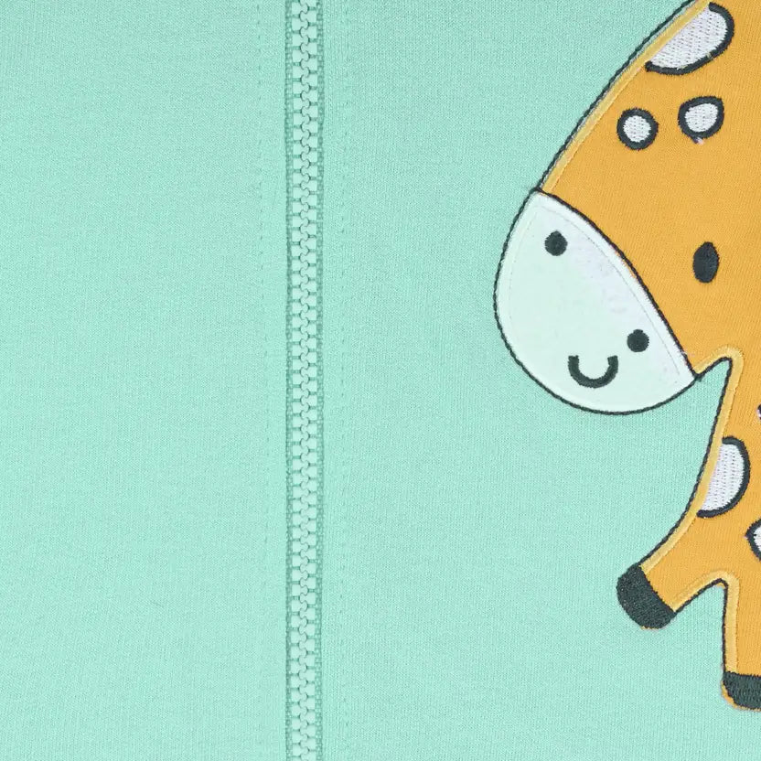 Unisex Cotton Blend Full Sleeve Hooded Sweatshirt with Giraffe Design