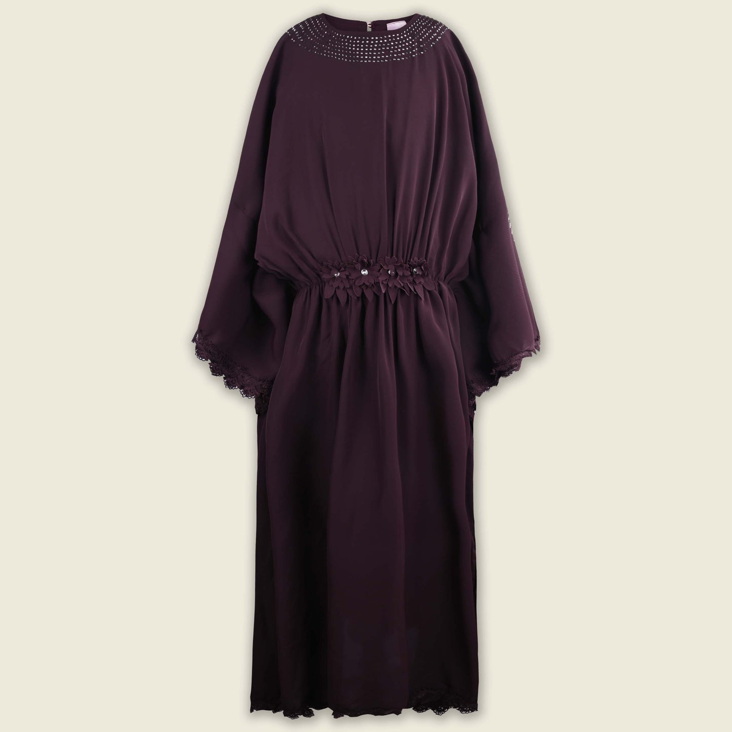 Girls Kaftan Style Casual Dress with Lace Embellishment fe3474