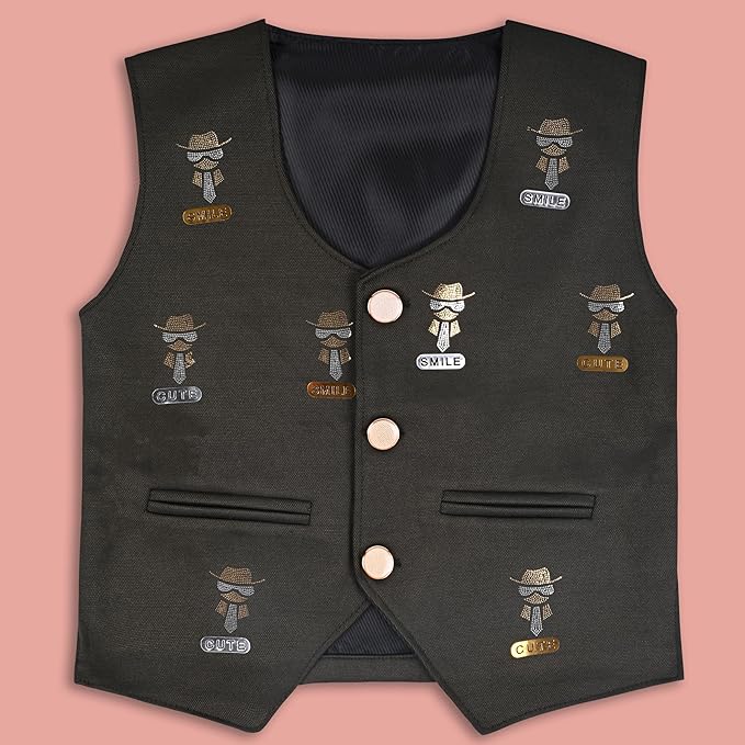 Wish Karo Shirt With Waistcoat And Pant For Boys (bsp009dgrn)