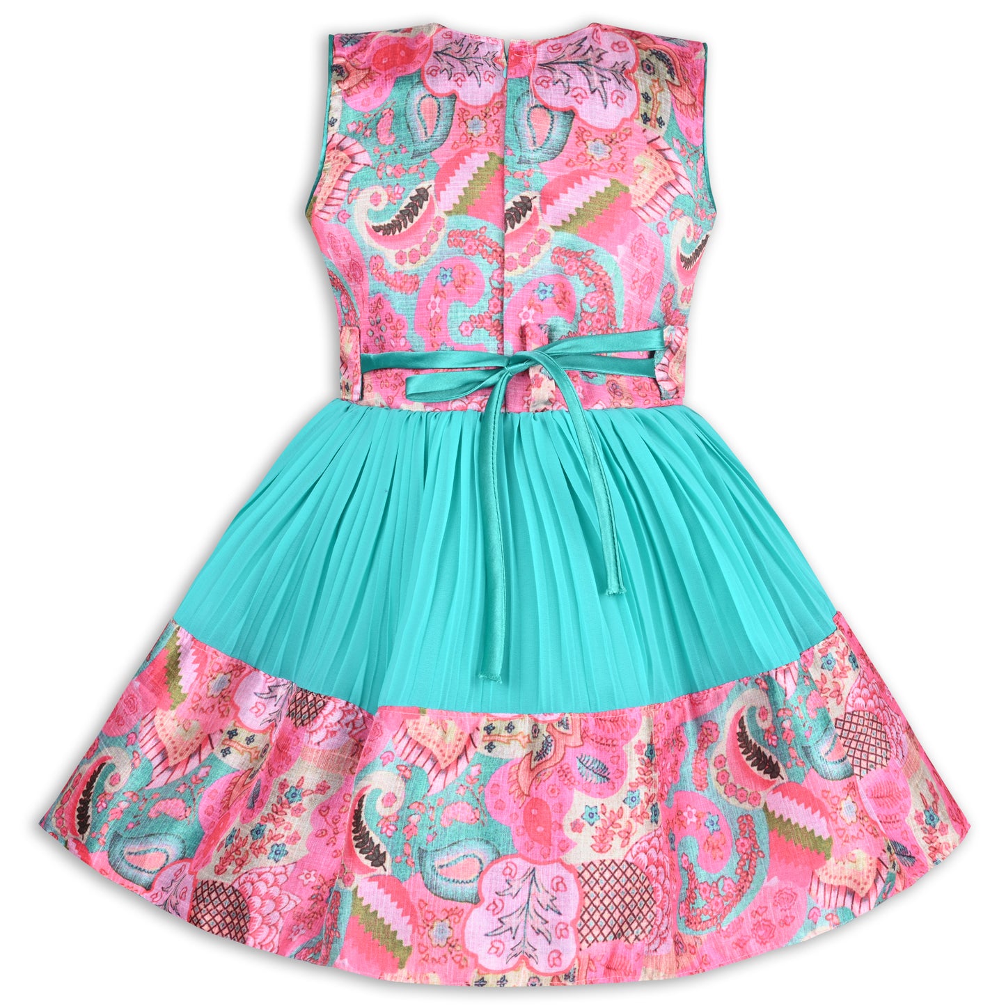 Girls Floral Design Sequin Flared Dress