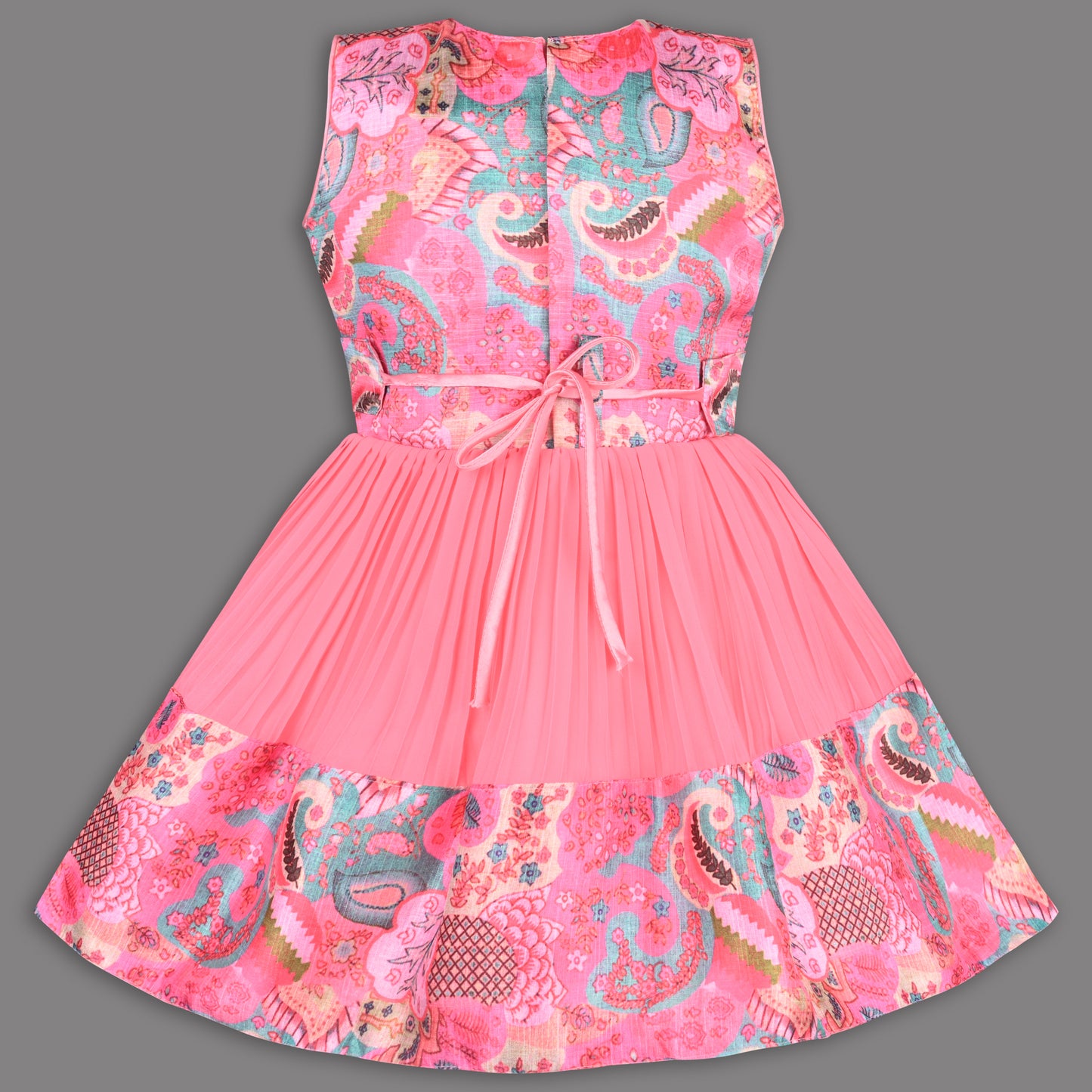 Girls Floral Design Sequin Flared Dress