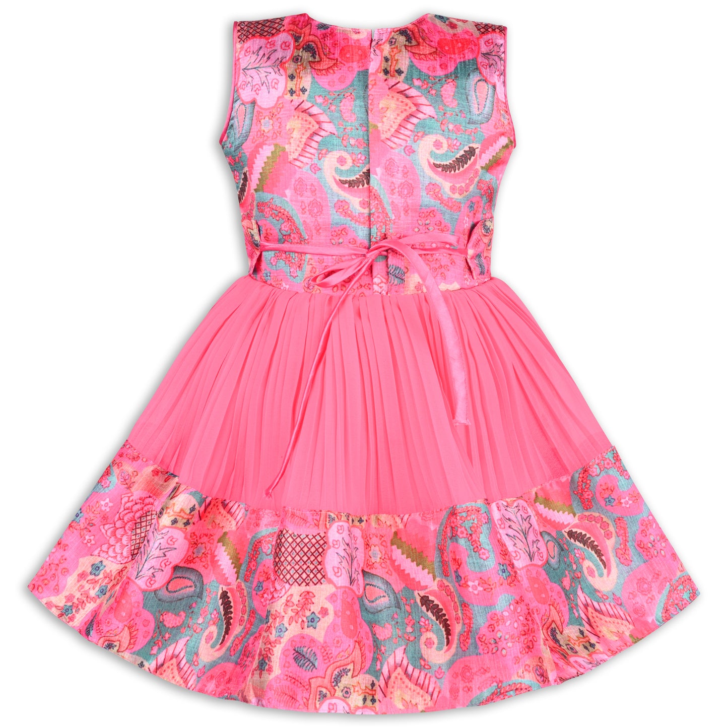 Girls Floral Design Sequin Flared Dress
