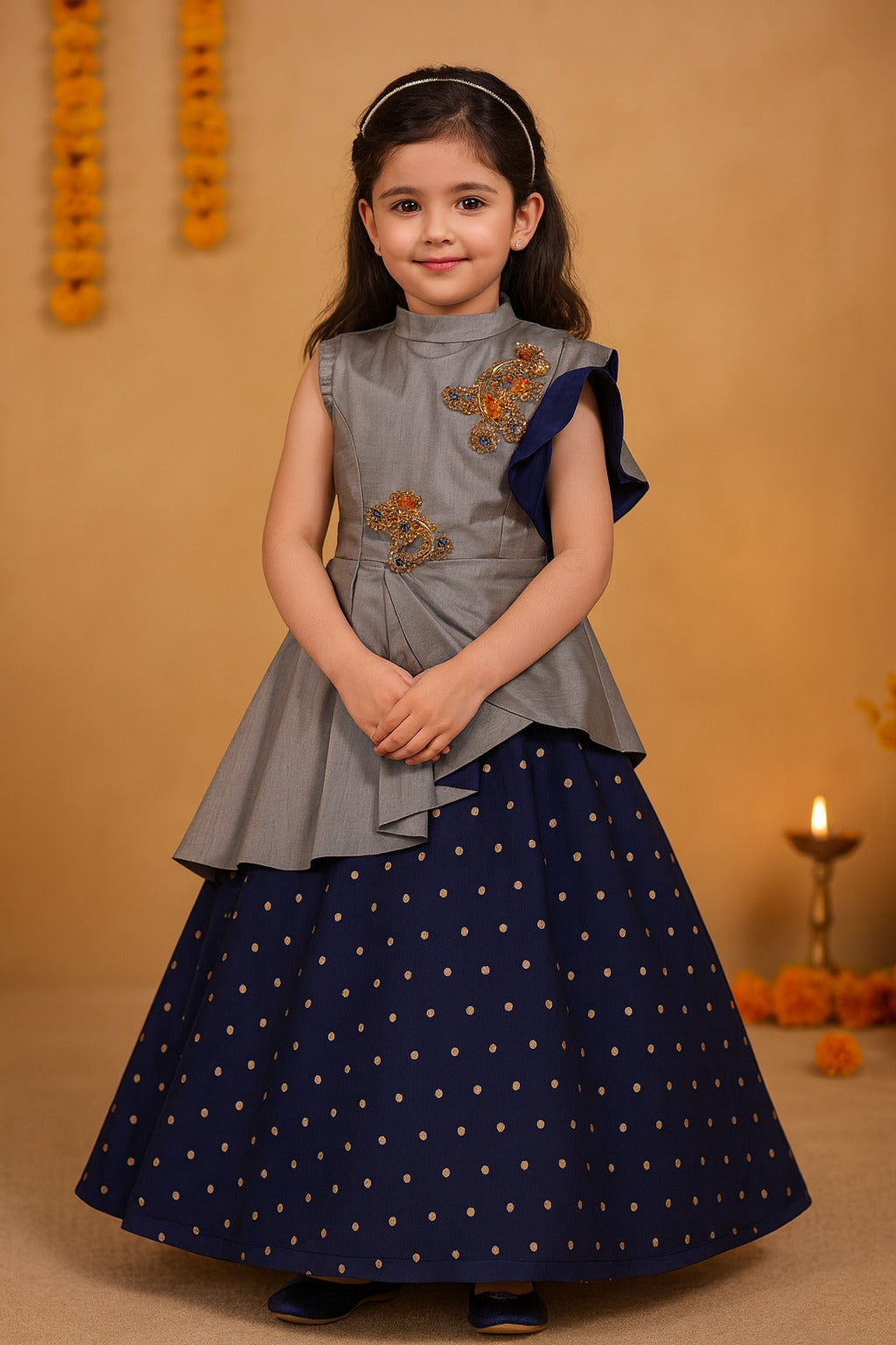 Girls Embroidered Maxi A-line Dress