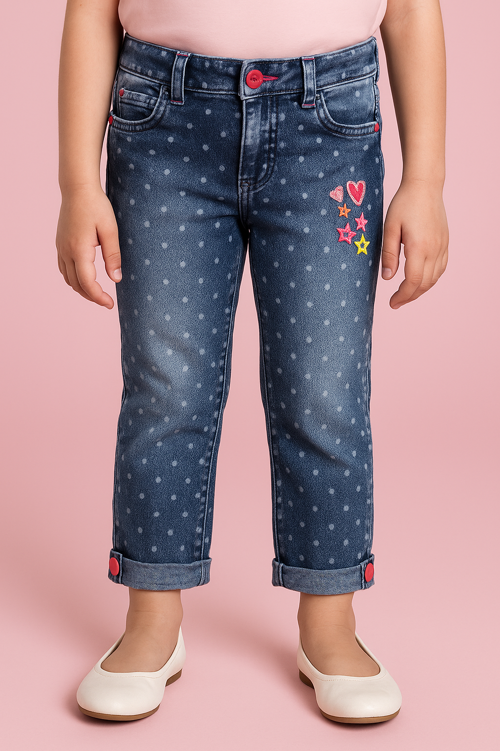 Girls 3/4th Embroidered Jeans