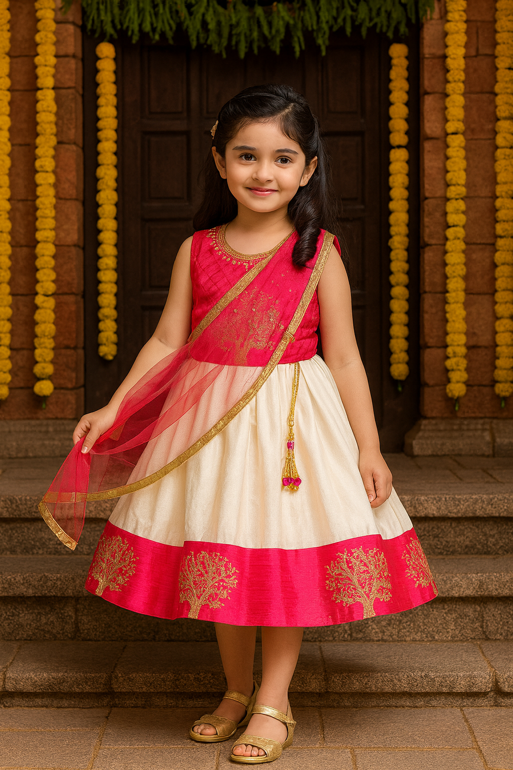 Girls Embroidered Ethnic Half saree dress