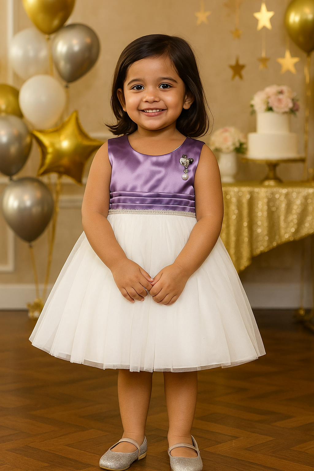 Girls Embellished Net Flared Premium Party Dress