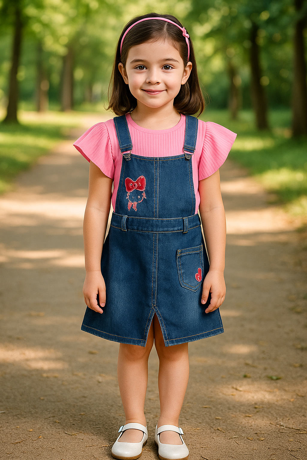Girls Printed Top and Shorts Dungaree Set