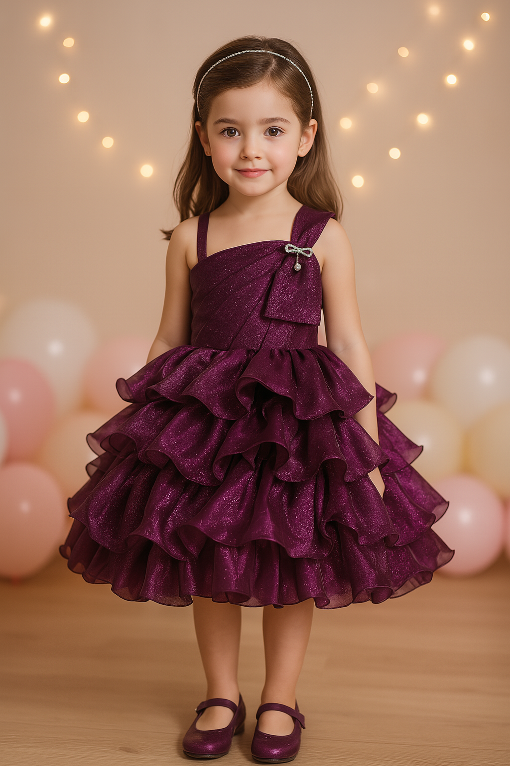Girls Princess Flared Glittery Party Dress