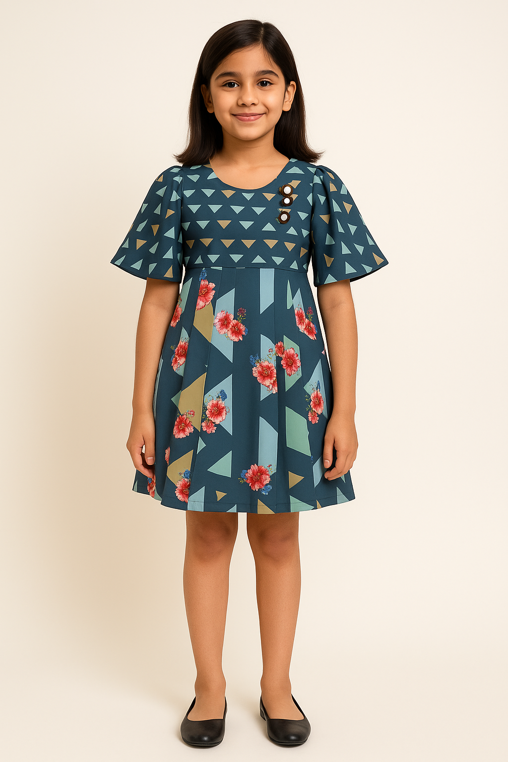 Wish Karo kids Partywear Dress Frock (stn707dgrn)