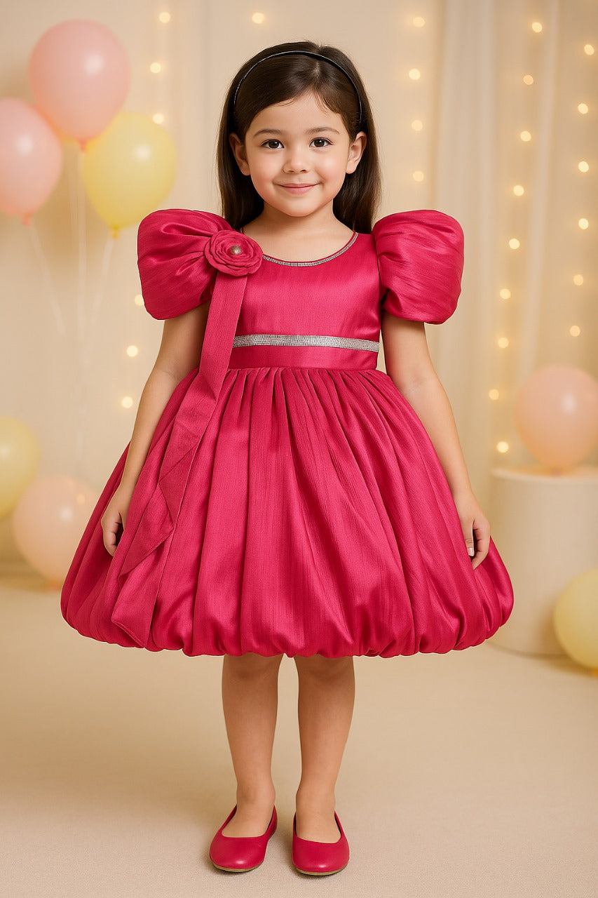 Rhinestone Floral Embellished Balloon Party Dress
