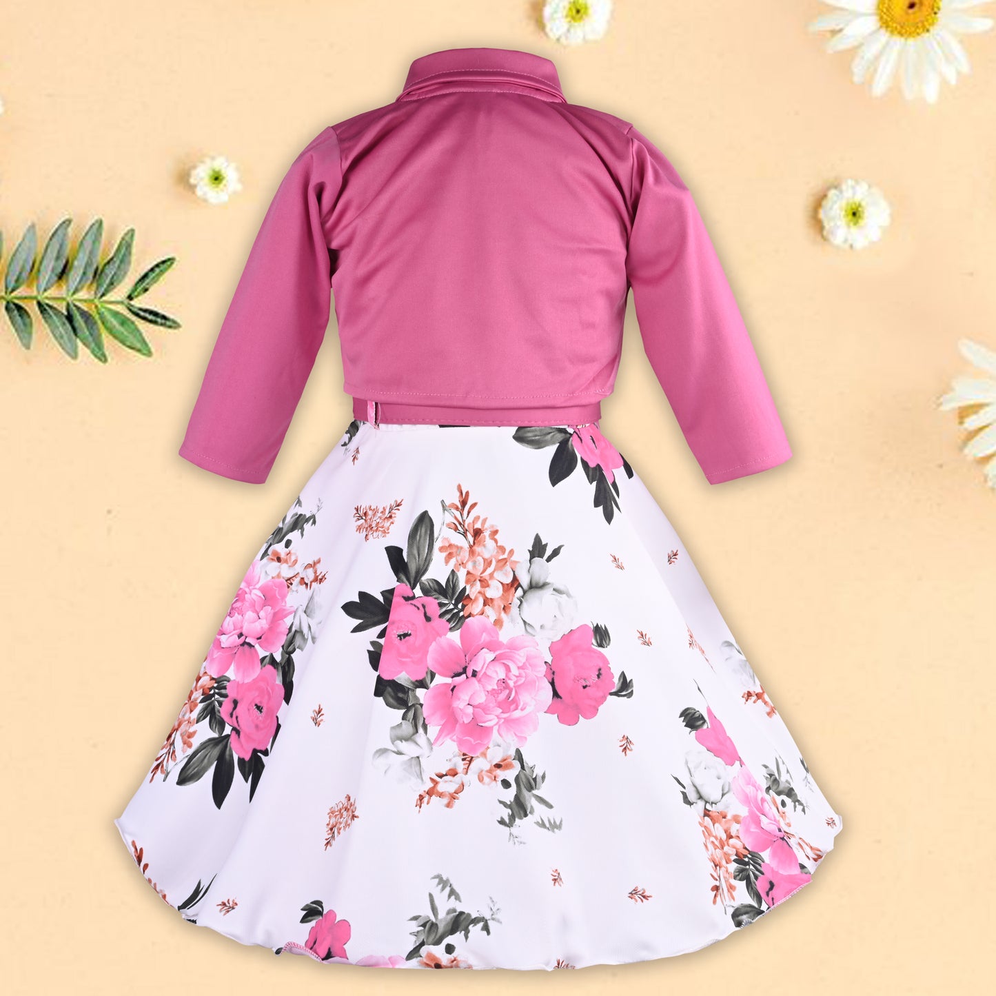 Girls Floral Printed Dress with jacket