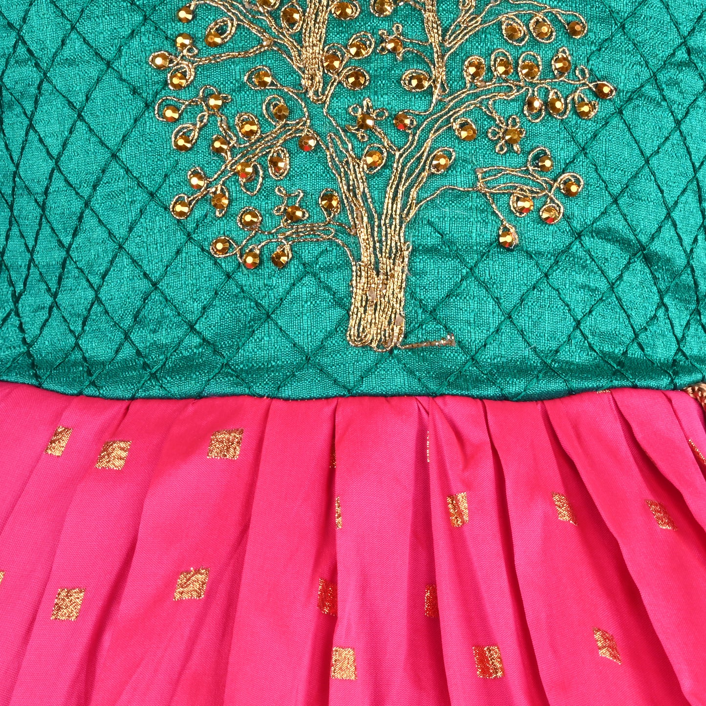 Girls Embroidered Silk Ethnic Dress