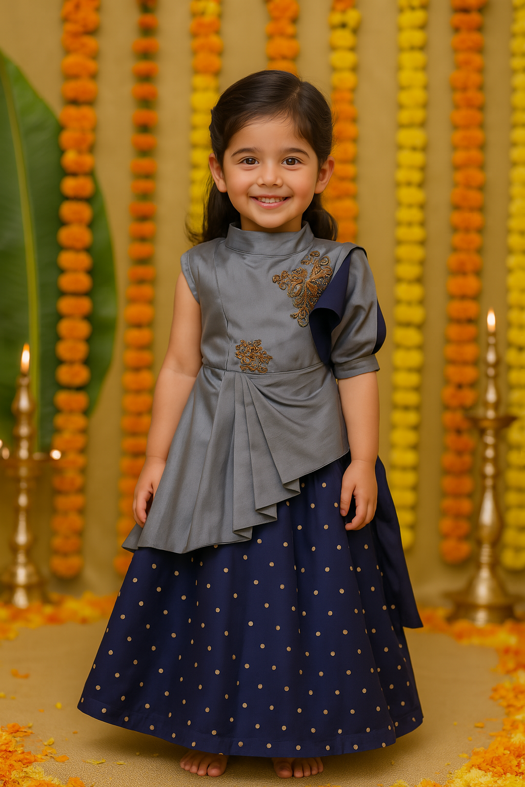 Girls Embroidered Maxi A-line Dress