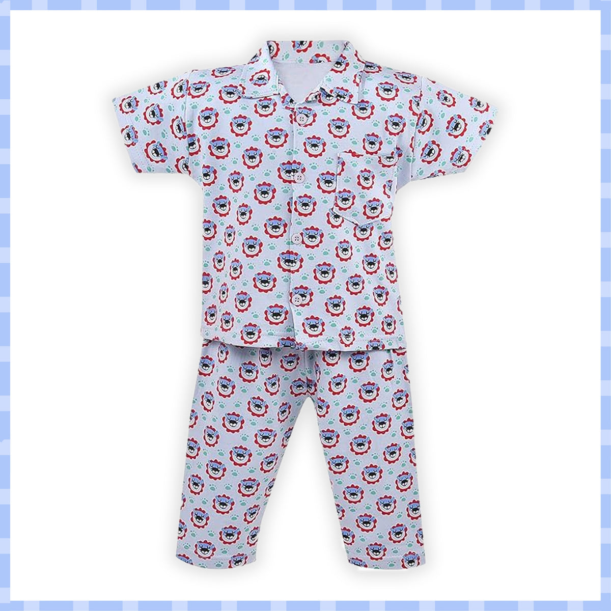 Unisex Printed Top and Bottom Pyjamas Night Dress