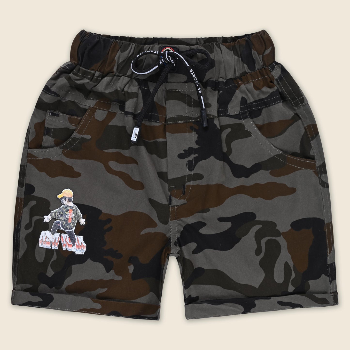 Boys Cotton Army Print Cargo Summer Shorts Combo