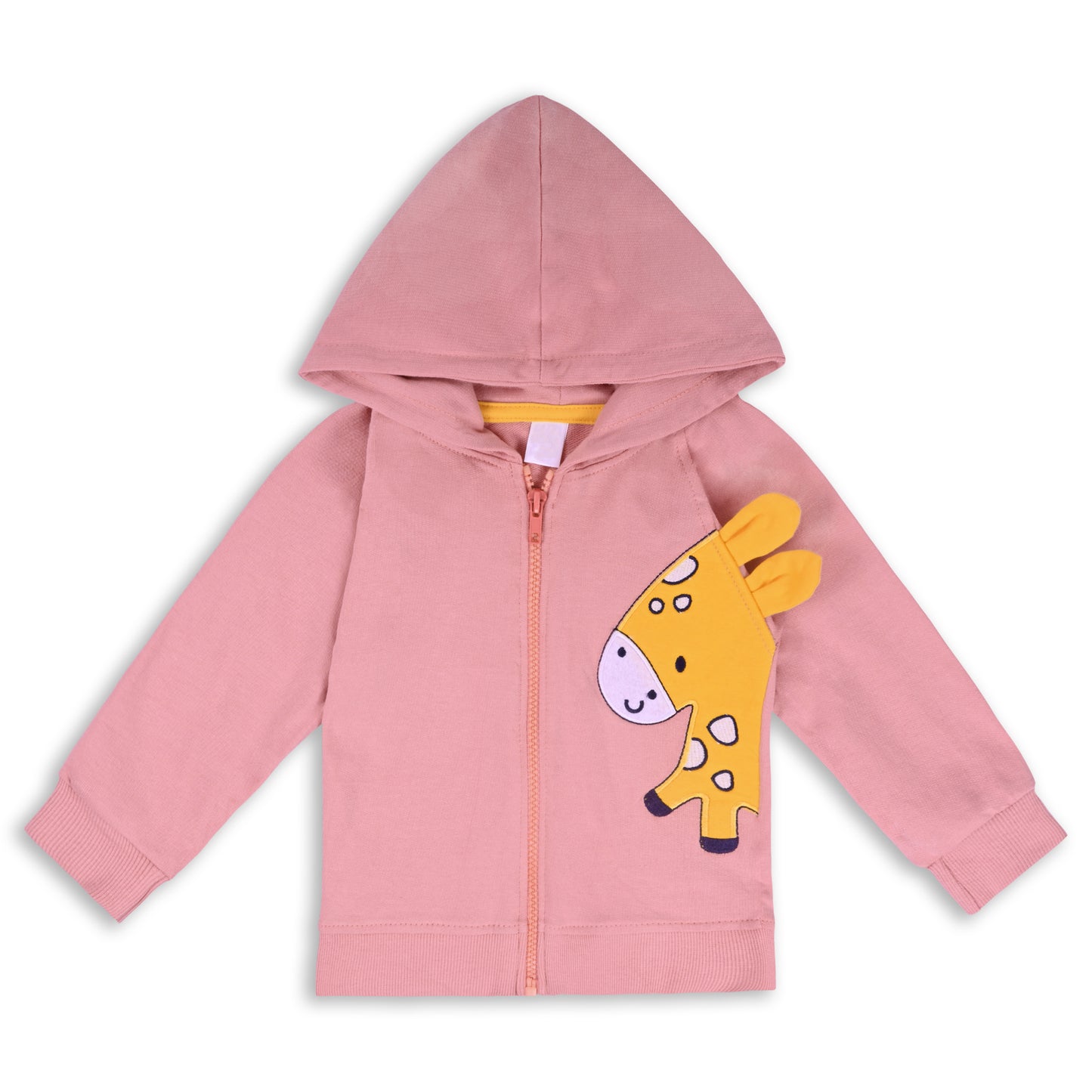 Wishkaro Unisex Cotton Applique Full Sleeve Hooded Sweatshirt-T303pnk