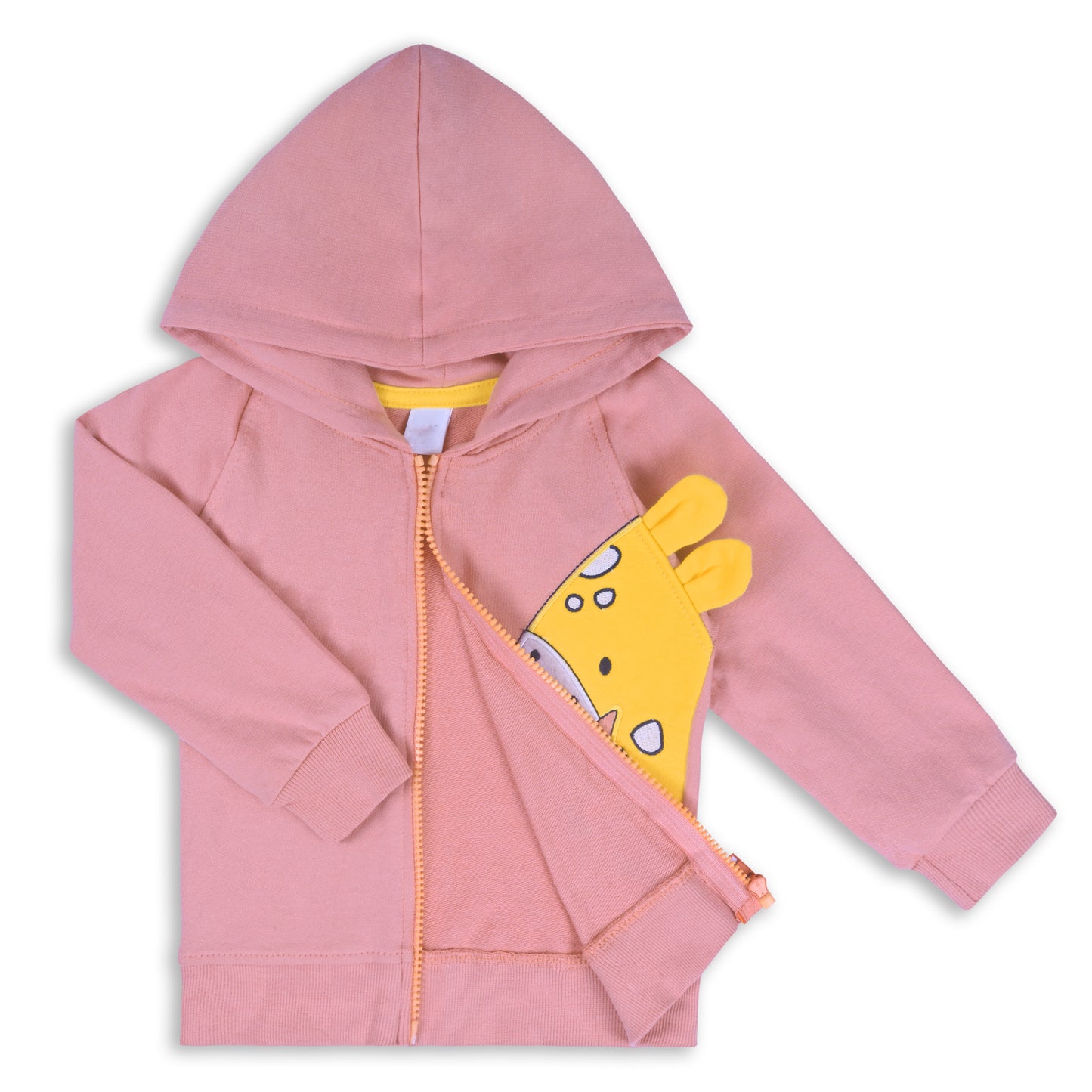 Wishkaro Unisex Cotton Applique Full Sleeve Hooded Sweatshirt-T303pnk