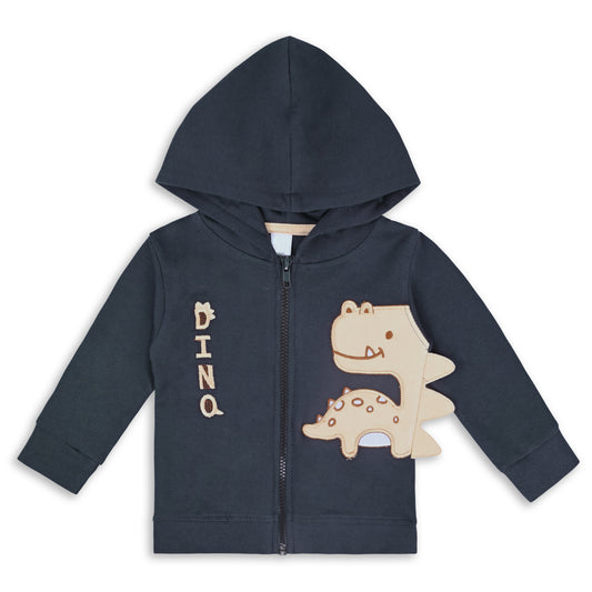 Wishkaro Unisex Cotton Applique Full Sleeve Hooded Sweatshirt-T304dgry