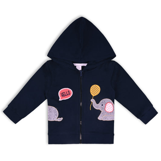 Unisex Cotton Applique Full Sleeve Hooded Sweatshirt-T305nb