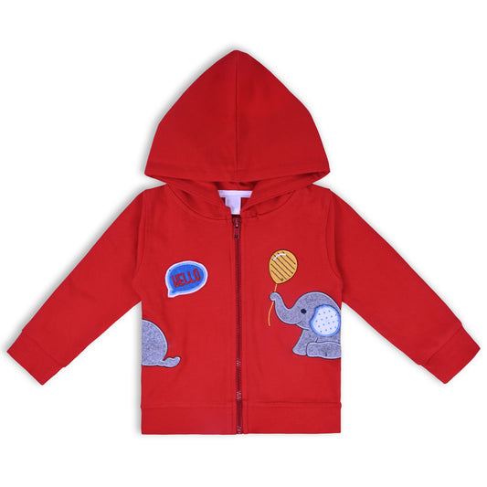 Unisex Cotton Applique Full Sleeve Hooded Sweatshirt-T305rd