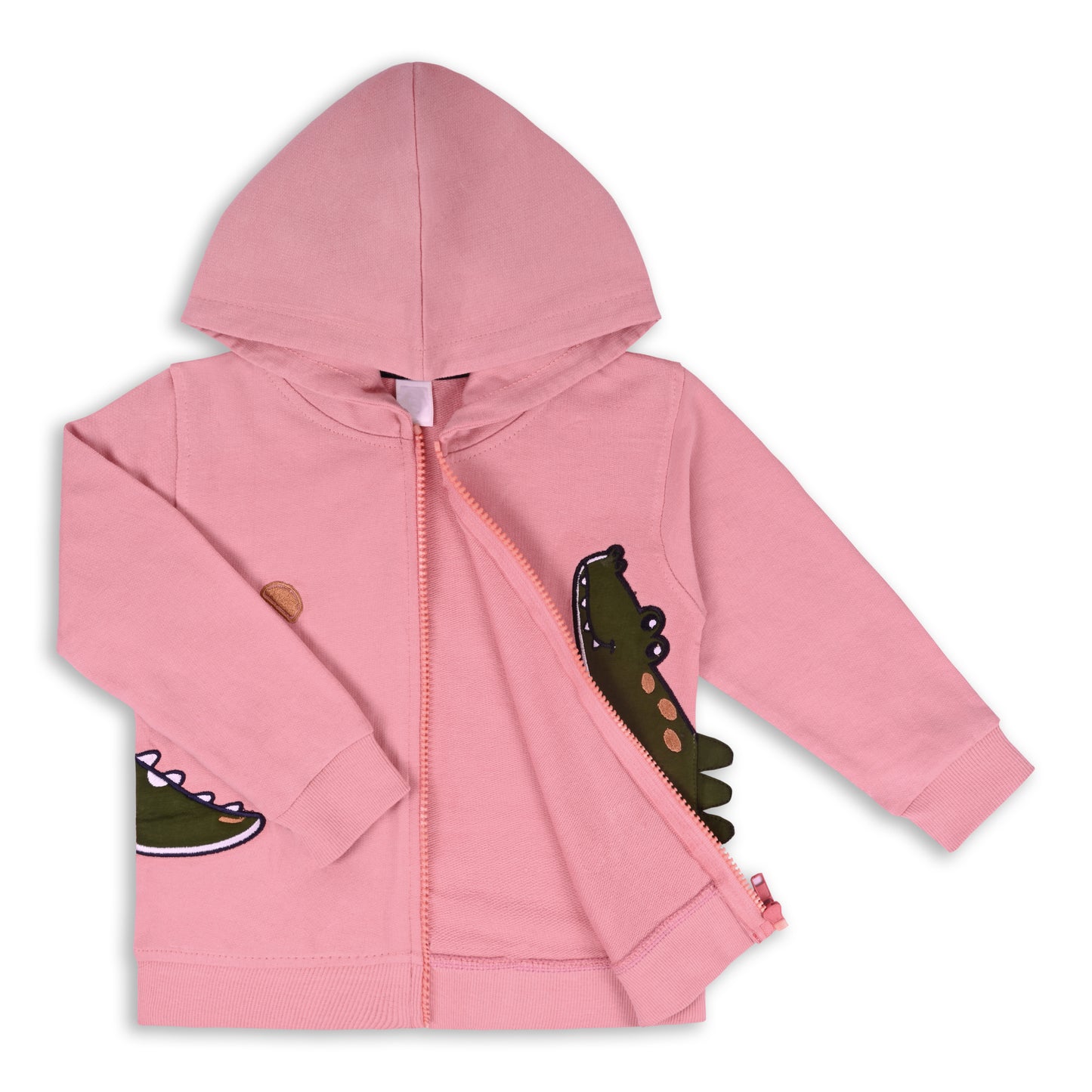 Unisex Cotton Applique Full Sleeve Hooded Sweatshirt-T306pnk