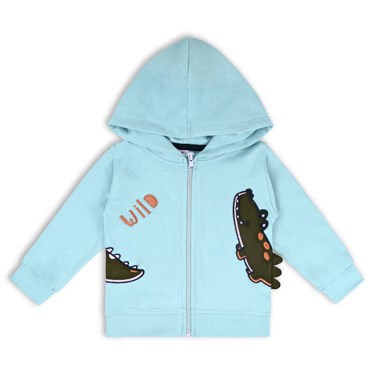 Unisex Cotton Applique Full Sleeve Hooded Sweatshirt-T306sb