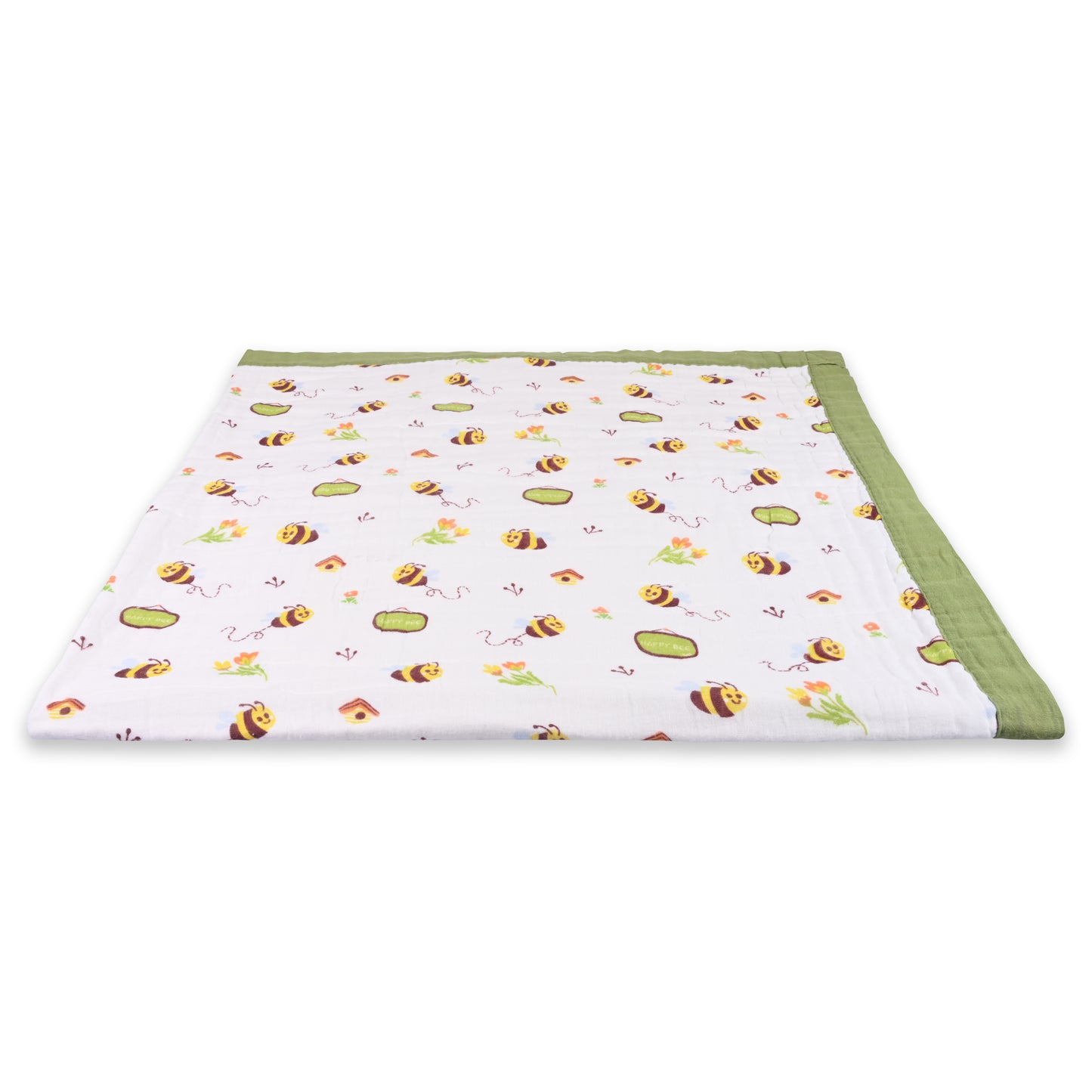 Infants Green Printed Muslin Blanket