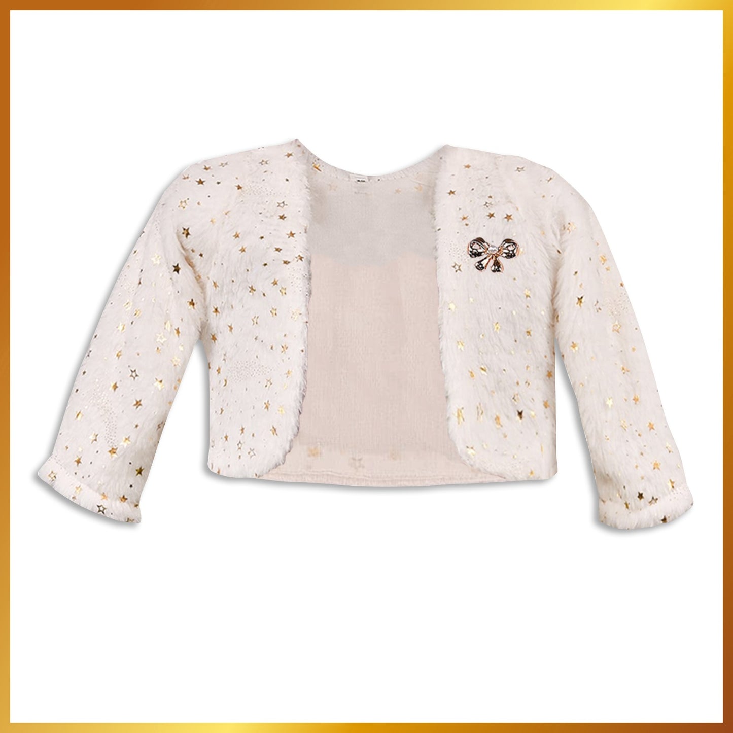 Stylish Premium Girls White Fur Shrug | Baby Girls Winter & Christmas Party Jacket