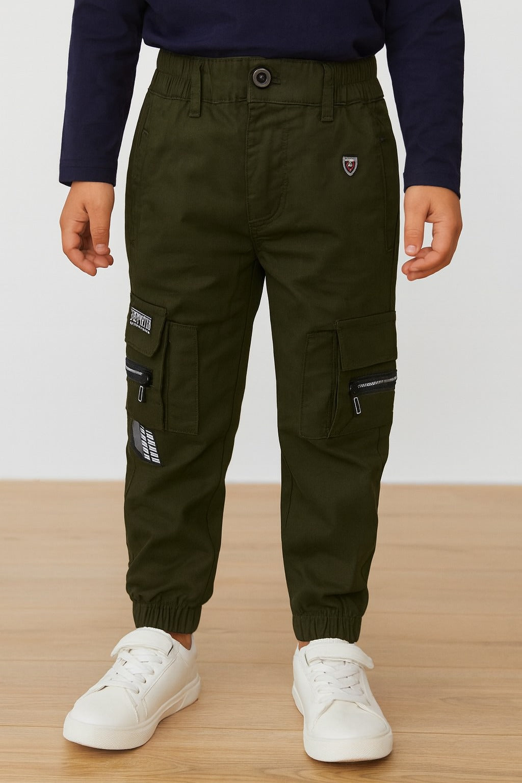 Boys Cotton Printed Cargo Trousers