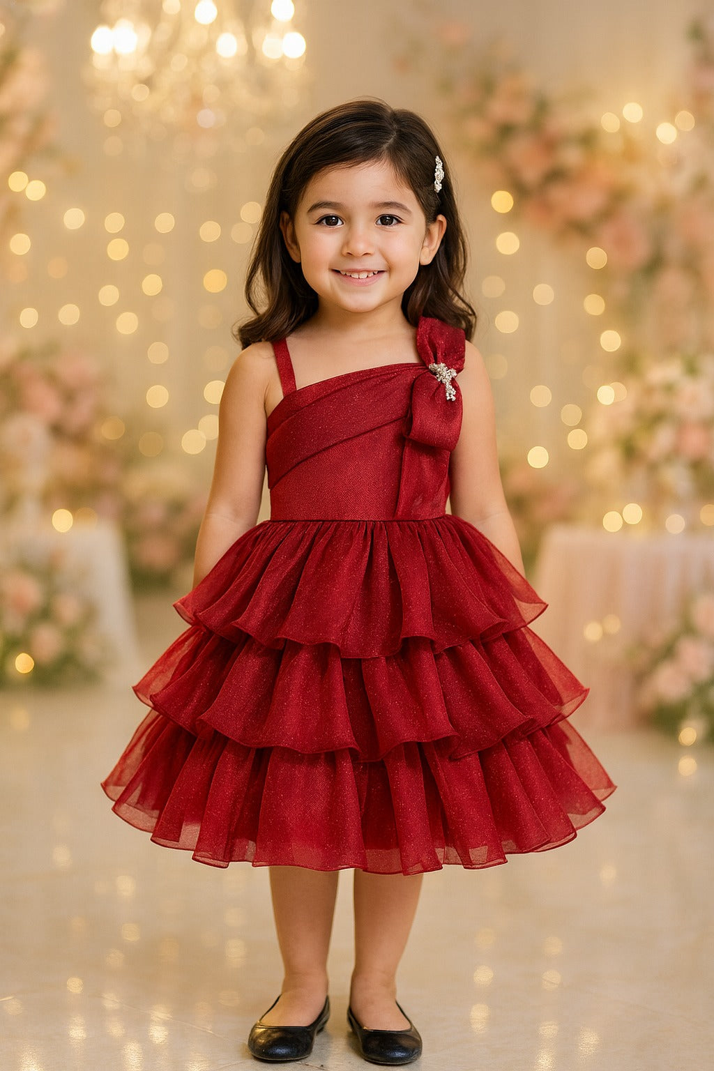 Girls Princess Flared Glittery Party Dress