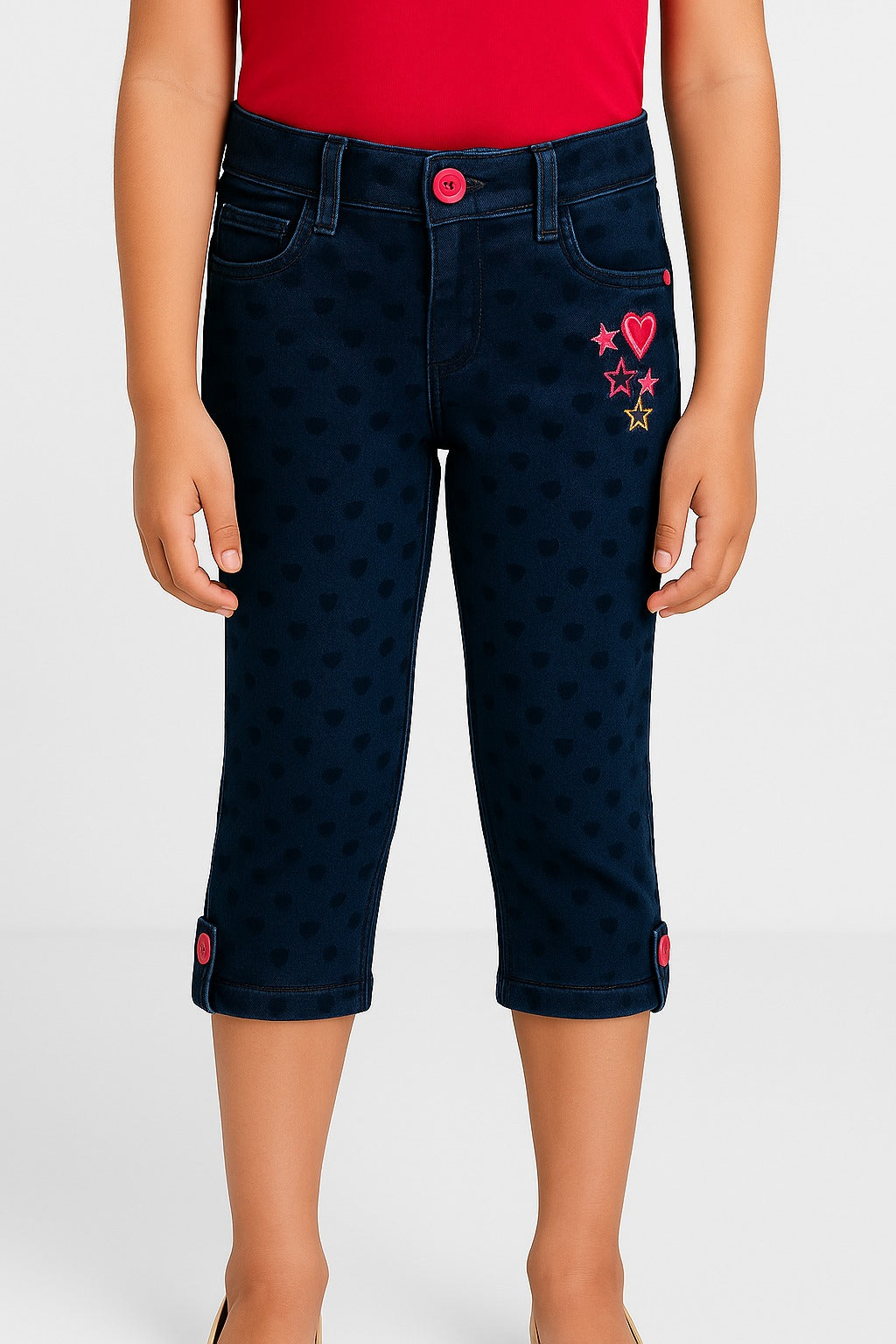 Girls 3/4th Embroidered Jeans